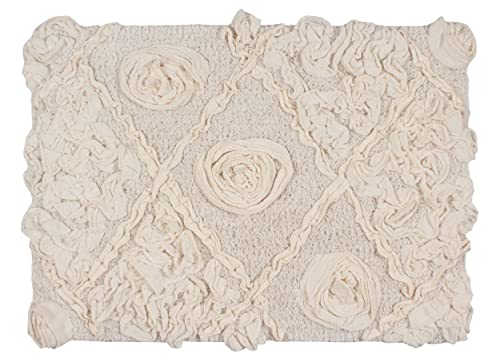 Home Weavers Bath Mat, Modesto Collection 100% Cotton, Rectangle 17''x24'', Soft Absorbent Bath Rug, Non Slip, Quick Dry, Washable, Ivory