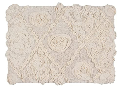 Home Weavers Bath Mat, Modesto Collection 100% Cotton, Rectangle 17''x24'', Soft Absorbent Bath Rug, Non Slip, Quick Dry, Washable, Ivory