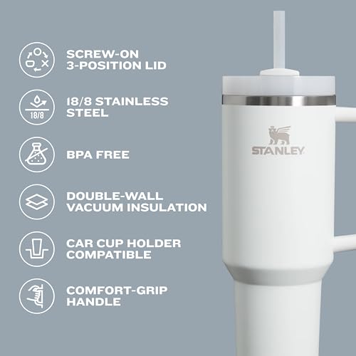 STANLEY Quencher H2.0 Flow State Tumbler, 20 oz, Lilac | Straw and 3-Position Lid | Cup Holder Compatible for Travel | Insulated Stainless Steel Cup | BPA-Free - color: Lilac, style: Classic
