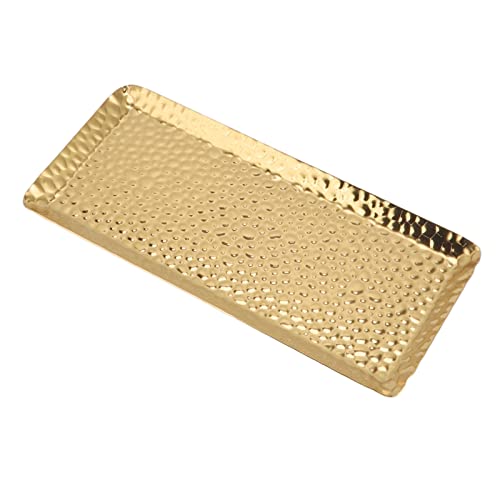 Hammered Tray, Stainless Steel Mirror Polished Serving Platter with Elegant Design, Perfect for Desserts and Fruits for Home Kitchen (Gold) - color: Gold