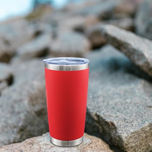 AIANJI 20oz Tumbler with Lid Stainless Steel Tumblers Insulated Mug Red 12P - color: Red