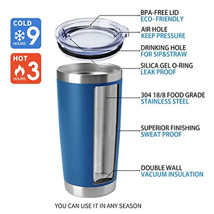 HASLE OUTFITTERS 20oz Tumblers Stainless Steel Mugs with Lid Double Wall Vacuum Insulated Coffee Cups for Cold & Hot Drinks (20oz-Dark Blue, 12 Pack) - color: Dark Blue-A, size: 12 Count (Pack of 1)