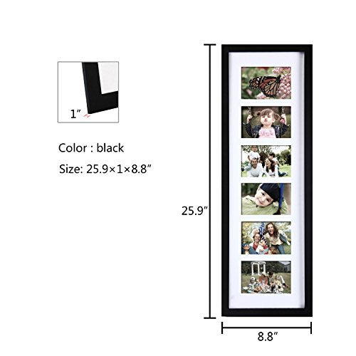 Adeco Decorative Handcrafted Wood Wall Hanging Collage Picture Frame with 6-3.5 x 5 Inch Openings - color: 6 Opening