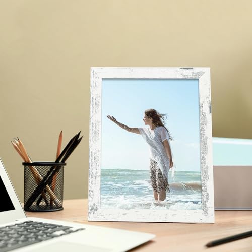 iRahmen 8.5x11 Picture Frame Set of 4, Distressed White Certificate Frame with Real Glass, Wood Photo Frames 8.5 by 11 Diploma Document for Wall Hanging and Tabletop Display - color: Distressed White, size: 8.5X11