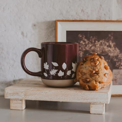Sweet Water Decor Fall Leaves Coffee Mug, 14oz Stoneware Cute Autumn Cup | Autumn Leaf Design, Coffee, Tea & Cider Cup, Cozy Fall Gift For Thanksgiving & Housewarmings, Microwave & Dishwasher Safe - style: White Leaves
