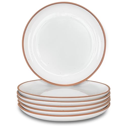 Mora Ceramic Plates Set, 7.8 in - Set of 6 - The Dessert, Salad, Appetizer, Small Dinner etc Plate. Microwave, Oven, and Dishwasher Safe, Scratch Resistant. Kitchen Porcelain Dish - Vanilla White - color: Vanilla White