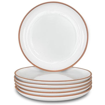 Mora Ceramic Plates Set, 7.8 in - Set of 6 - The Dessert, Salad, Appetizer, Small Dinner etc Plate. Microwave, Oven, and Dishwasher Safe, Scratch Resistant. Kitchen Porcelain Dish - Vanilla White - color: Vanilla White