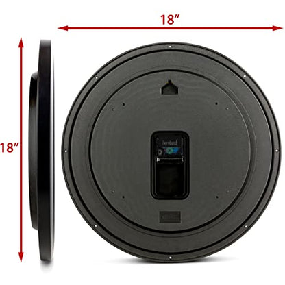 Bernhard Products Black Wall Clock Silent Non Ticking - XL 18 Inch, Set of Two Quality Quartz Battery Operated Round Easy to Read Home/Office/Classroom/School - color: Black, size: 18 Inch - 2 Clocks