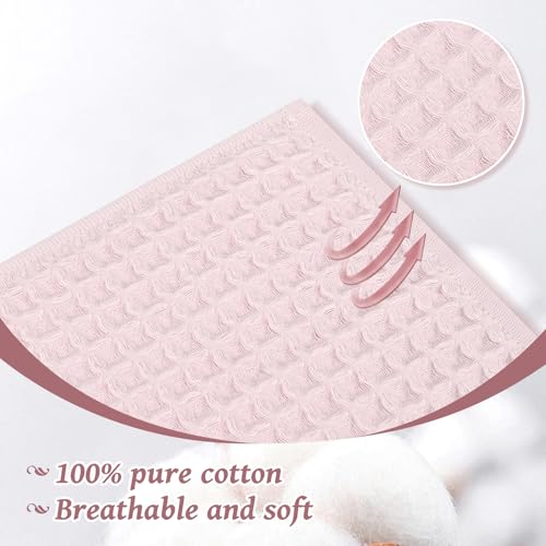 12 Piece Light Pink Waffle Bath Towel Set for Bathroom,100% Cotton Ultra Soft Bathroom Towel Set, 4 Bath Towels, 4 Hand Towels, 4 Wash Cloths, Highly Absorbent Quick Dry Shower Towels | Bathroom Towel Set, Highly Absorbent and Quick Dry, Soft Waffle Weave