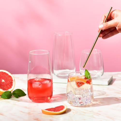 KROSNO Water Glasses Set of 6, 15.9 oz, Modern Collection | Drinking Glasses, Lead-Free Crystal Glassware, Juice Glasses, Water Glass Set, Dishwasher Safe, Made in Europe - size: 14.2 fl oz (Set of 6)