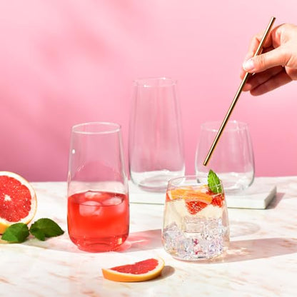 KROSNO Water Glasses Set of 6, 15.9 oz, Modern Collection | Drinking Glasses, Lead-Free Crystal Glassware, Juice Glasses, Water Glass Set, Dishwasher Safe, Made in Europe - size: 14.2 fl oz (Set of 6)