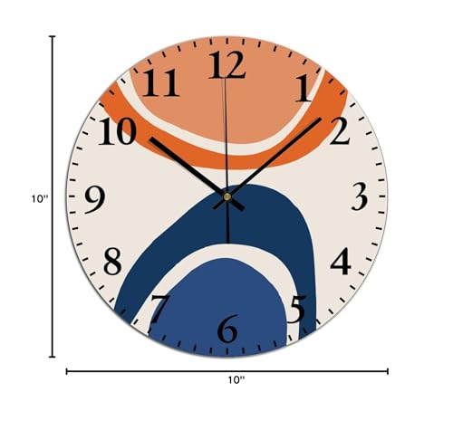 Abstract Geometry Wall Clock 10x10 Inch Farmhouse PVC Wall Clocks Battery Operated Silent Modern Wall Hanging Round PVC Clock for Kitchen Classroom Office - color: Style-8, size: 10x10in（black）