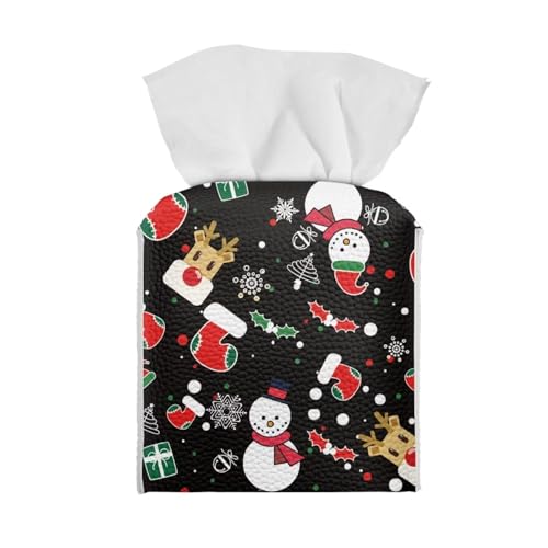 Christmas Elk Snowman Tissue Case Facial Paper Organizer, Durable Easy to Clean Car Tissue Holder, Waterproof Toilet Paper Holder for Home Bathroom, Christmas Decor - color: Christmas Elk Snowman
