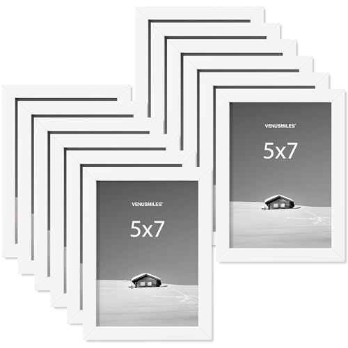 5x7 Picture Frame, Display 5x7 Photo Frames - High Definition Plexiglass - Vertical and Horizontal Display - Wall Hanging or Table Top Frame - White, 12 Pack - color: White, size: 5x7, 12P