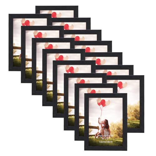 HORLIMER 5x7 Picture Frame Set of 15, Black Picture Frames Display 5 by 7 Photo for Wall or Tabletop - color: Black*15, size: 5x7