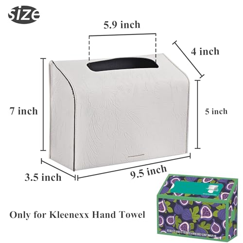 Leather Cover for Disposable Paper Hand Towel Box, Compatible with Kleenex Paper Hand Towel(1-Carved White) - color: 1-carved White