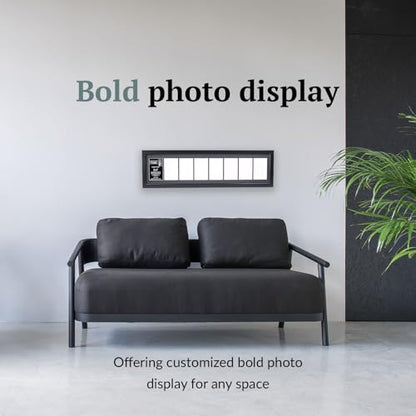 Creative Letter Art - 8 Opening 5x7 Black Picture Frame with 10x40-inch Black Mat Collage including Full Strength Glass, Alphabet Photography - color: 8 opening, size: Black w/ Black