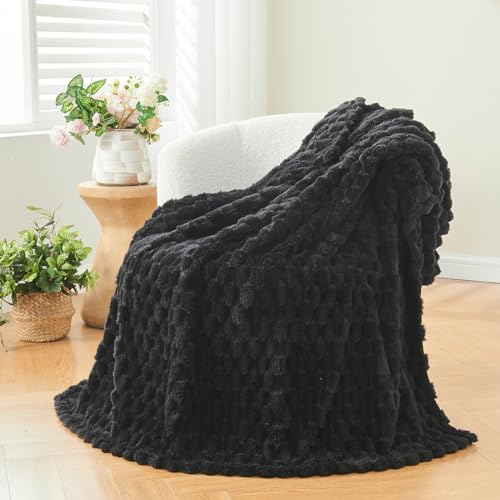 NEWCOSPLAY Fleece Clouds Cozy Throw Blanket for Couch, Black, 50"x60" | Premium Silky Flannel Blanket, Soft Lightweight Fluffy Throw Blanket for Bed Sofa Decor, Gift for All Season Use - color: Black, size: Throw(50"x60")