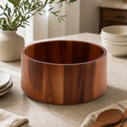 Arthur Court Tulip Shape Acacia Wood Serving Bowl Large for Fruits and Salads 12 Inch Diameter x 4.5 Inch Tall - size: Tulip