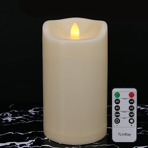 4" x 8" Outdoor Candles with Remote Timer Large Battery Operated Candles | Waterproof Flickering Flameless LED Pillar Candles for Lanterns, Home, Wedding, Festival Decor - color: 1 Pack-D4"x H8"