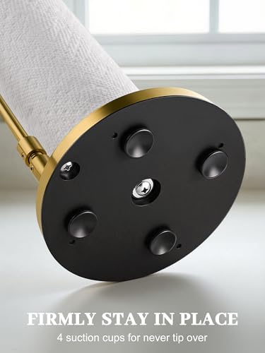 SMARTAKE Paper Towel Holder Countertop, Non-Slip Weighted Base, Gold | Freestanding Kitchen Roll Dispenser, Rustproof Stainless Steel, Spring Arm for Easy Tear, Widden Top, with 4 Suction Cups - color: 03-gold