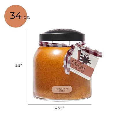 A Cheerful Giver — Honey Pear Cider - 34oz Papa Scented Candle Jar with Lid - Keepers of the Light - 155 Hours of Burn Time, Gift for Women, Orange - size: 34oz
