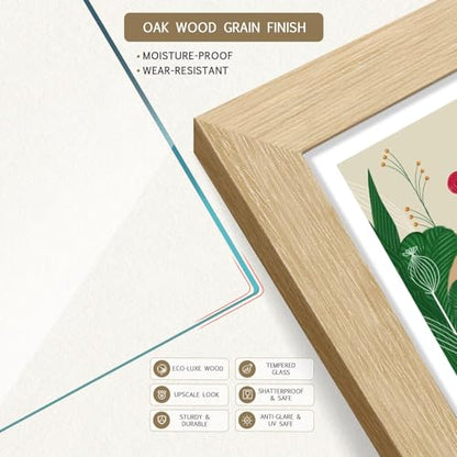 12x16 Oak Picture Frame 3 Pack, Natural Wood Grain, HD Tempered Glass, Wall Hanging - color: Oak, size: 12 X 16, style: 3 Pack
