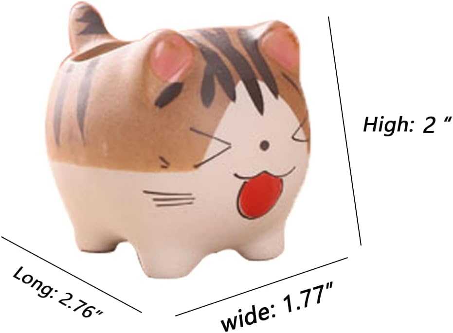 Set of 5 Mini Cute Cat Ceramic Succulent Pots Planters with Drainage Hole | Handmade Cartoon Pots Small Plants Animal Lovers Home and Office Desk Decoration