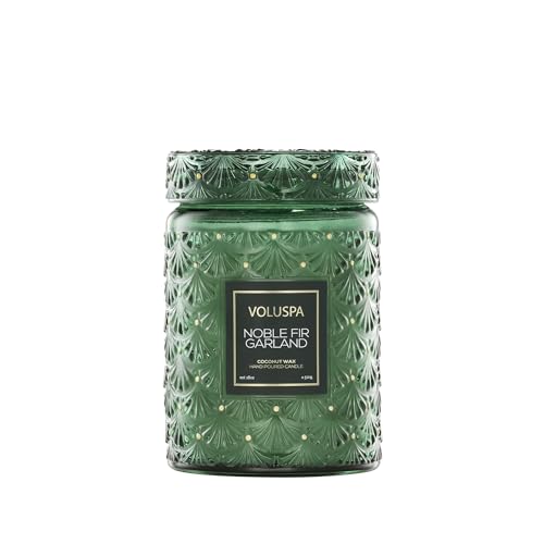 Voluspa Noble Fir Garland, Large Candle Jar, 18oz, Coconut Wax Blend, Scented Candles for Home, 100 Hour Burn Time, Poured in the USA - color: 16 - Noble Fir Garland