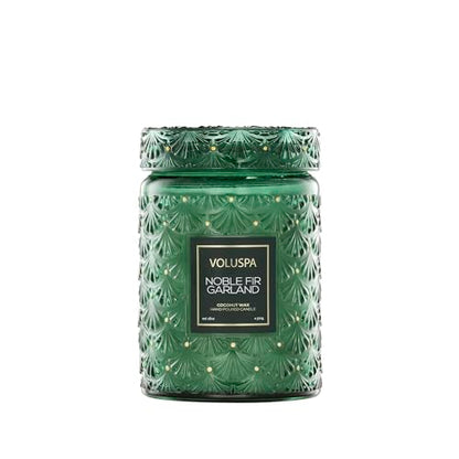 Voluspa Noble Fir Garland, Large Candle Jar, 18oz, Coconut Wax Blend, Scented Candles for Home, 100 Hour Burn Time, Poured in the USA - color: 16 - Noble Fir Garland
