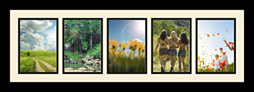 ArtToFrames Collage Photo Frame Single Mat with 5-5x7 Openings with Satin Black Frame and Candlewick mat. - color: 5 - 5x7 - (2137), size: Candlewick