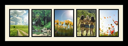 ArtToFrames Collage Photo Frame Single Mat with 5-5x7 Openings with Satin Black Frame and Candlewick mat. - color: 5 - 5x7 - (2137), size: Candlewick