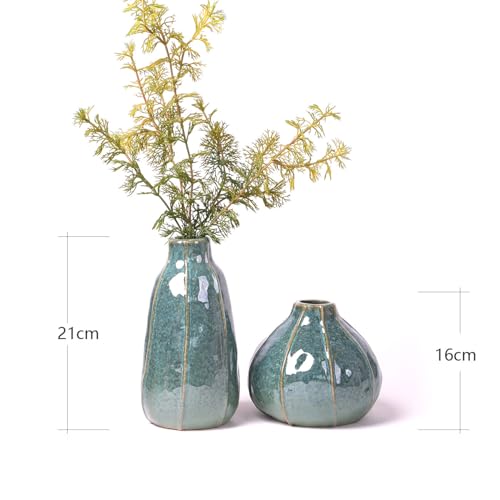 HAUCOZE Ceramic Flower Vase Decorative Sculpture Modern Home Decor 8.3 Inch | Ceramic Handmade Gift Table Centerpiece Ornament for Dried Fresh Flower Plants - size: Large