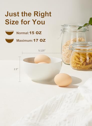 17 OZ White Ceramic Soup Bowls of 6, Cereal Bowls for Kitchen | Porcelain Bowl, For Kitchen Cereal Soup Rice Salad Pasta Dessert Snack Fruits Ice Cream, Stackable, Microwave Dishwasher Safe - size: 17 OZ(6PCS)