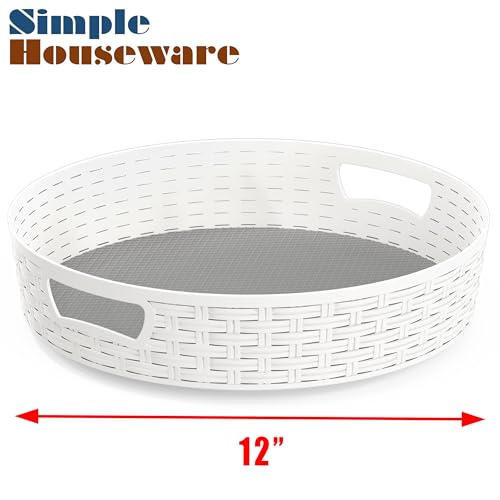Simple Houseware 12-Inch Multifunctional Non-Skid Storage Lazy Susan, White