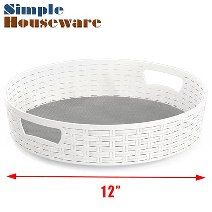 Simple Houseware 12-Inch Multifunctional Non-Skid Storage Lazy Susan, White