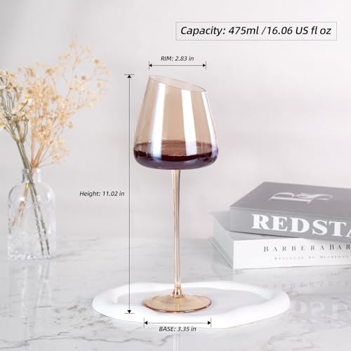 KAMMAK Crystal Red Wine Glasses Set of 2, 16.06 oz Stemmed Glasses, XH012 | Hand Blown, Bordeaux Wine Glasses, Thin Rim & Long Stem, Red & White, Daily Use, Wedding or Birthday Gift for Women - size: 8KPXH012
