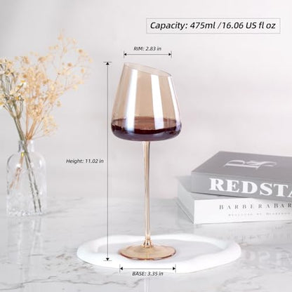 KAMMAK Crystal Red Wine Glasses Set of 2, 16.06 oz Stemmed Glasses, XH012 | Hand Blown, Bordeaux Wine Glasses, Thin Rim & Long Stem, Red & White, Daily Use, Wedding or Birthday Gift for Women - size: 8KPXH012