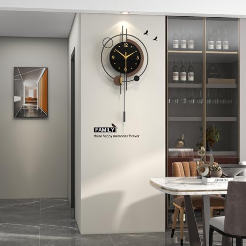FLEBLE Modern Analog Wall Clock Decorative Clock Pendulum Battery Operated | Silent Non Ticking Large Clock for Living Room,Kitchen,Home,Bathroom,Bedroom,Classroom Wall Decor, 12.6*25inch - size: 12.6*25inch