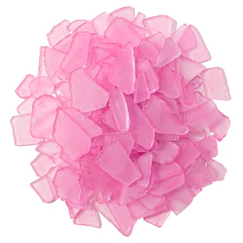 Keedolla Tumbled Sea Glass for Crafts - 15 OZ Flat Frosted Seaglass Pieces for DIY Art Crafts, Vase Filler, Beach Weddings, Aquarium and Home Decor - Fluorescent Pink - color: Fluorescent Pink, size: 15 OZ / 0.93 LB
