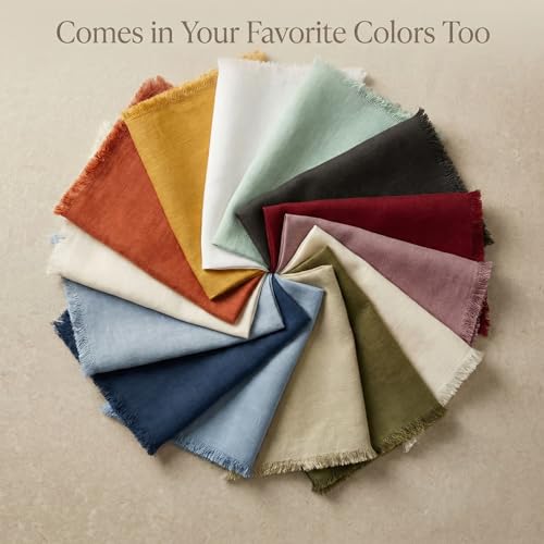ACCENTHOME Brown Cotton Linen Napkin Set of 6 18x18 inch Dinner Napkins - Washable Soft Premium Hotel Quality Reusable Napkins Perfect Table Napkins for Family Dinners, Weddings & Everyday Use | Cotton Linen Blend Napkins, Machine Wash On Gentle Cycle, Ec