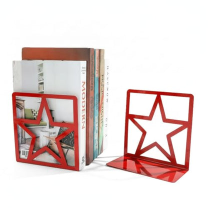 Versatile Metal Bookends for Home and Office, Geometric Frame Design Keeps Books Upright, Modern Desk Organizer, 13.8 x 7.9 Inches, Pair