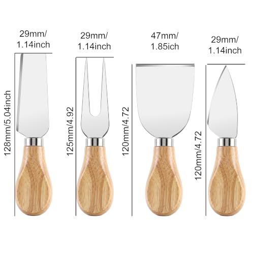 EDSG Personalized 4Pcs Cheese Knife Set, Stainless Steel Cheese Knives Set with Wooden Handle, Gifts for Birthday, Christmas, Wedding, House Warming, Charcuterie Accessories (Design 1) - color: Design 1