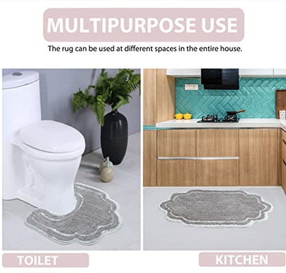 Home Weavers Allure Collection 100% Cotton Tufted Bathroom Rug, Soft and Absorbent Bath Rugs, Non-Slip Bath Carpet, Machine Wash Dry Bath Mats for Bathroom Floor, 21"x34" Bath Rug, Gray
