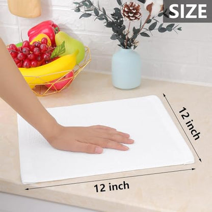 Homaxy 100% Cotton Waffle Weave Kitchen Dish Cloths 12-Pack, White | 12 x 12 Inches, Ultra Soft Absorbent Dish Towels, Quick Drying Dish Rags with Hanging Loop - color: White, size: 12 X 12 - 12 Pack