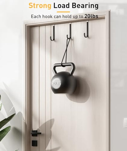 Optish 8 Pack Over The Door Hooks, Door Hanger Hook, Towel Hooks for Hanging, Towel Hanger for Bathroom, Fit 1 3/8" Door Black, Dorm Room Essentials