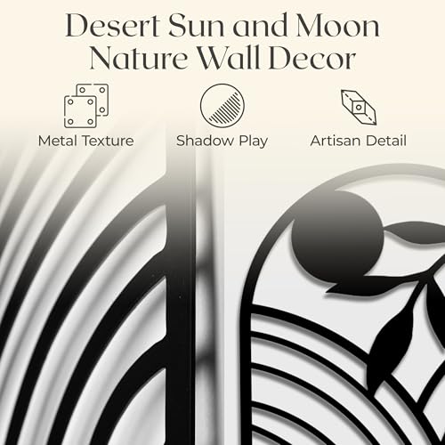 GALLERY GRACE Metal Wall Art Decor – 11" x 16", 4Pc Single Line Abstract Wall Art for Living Room, Bedroom, Office – Boho Minimalist Black Wall Decor Featuring Sun, Moon, Landscape & Desert Panels | 11 x 16 In Panels, Sun, Moon, Landscape and Desert Desig