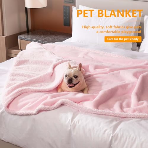 Waterproof Dog Blanket Reversible Fluffy Pet Bed Cover Pink Puppy Blankets Leakproof Sofa Couch Washable Cover Cat Pet Blanket for Warm-S - color: Pink, size: S-71*100cm(28*40in)