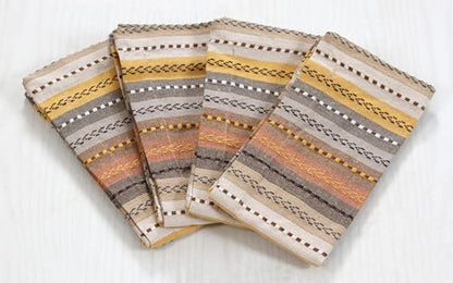 ACCENTHOME 100% Cotton Salsa Stripe Napkin Set of 6 18x18 inch Beige/Mustard Multicolour Dinner Napkins - Washable Soft Premium Hotel Quality Reusable Perfect Table Linen for Family Dinners Wedding | 100% Cotton Napkins, Adds A Finishing Touch, Economy Pa