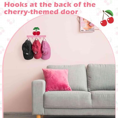 Reallnaive Cherry Over The Door Hooks Pink Cute Bathroom Decor Hanger Wall Mount Rack Holder for Towel, Hat, Coat, Cloth, Keychain, Bag, Home Organizer - style: Pink Cherry